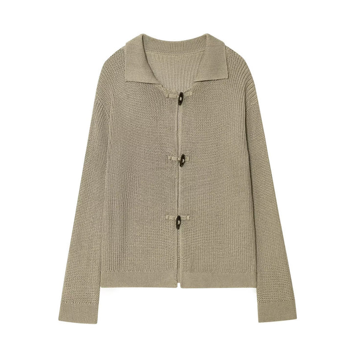 Damen leichte Strickjacke mit eleganten Knopfdetails Drune