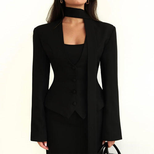 Damen taillierte Blazer-Top mit schmalem Kragen Drune