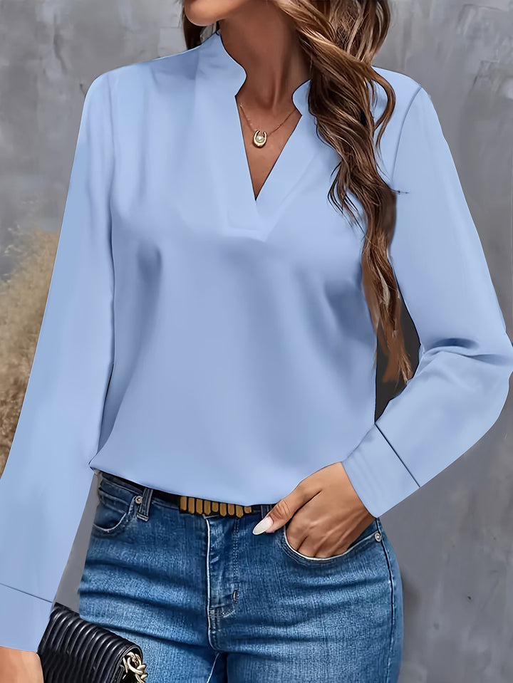 Damen elegante Bluse mit Stehkragen Drune
