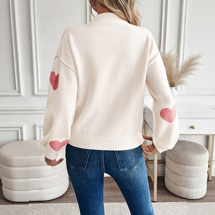 Damen lässiger Pullover mit Herzmotiv Drune