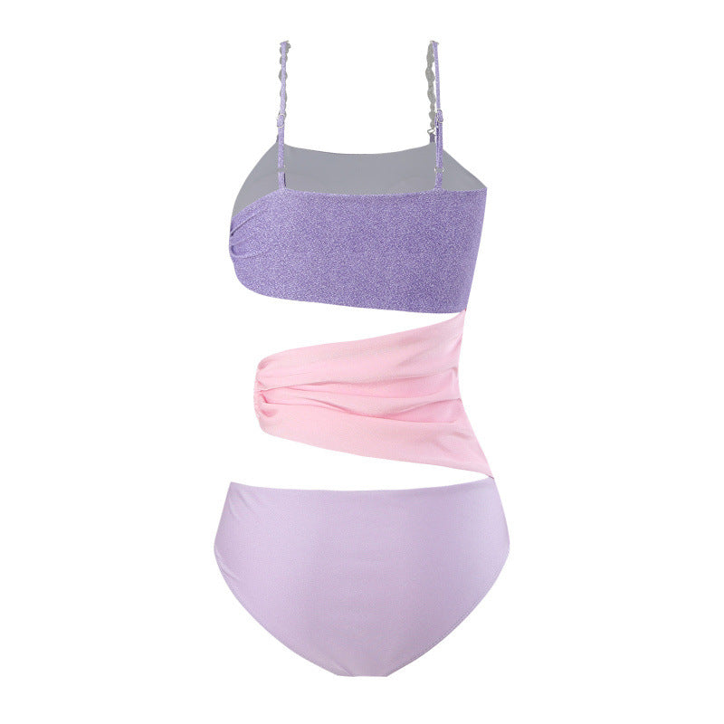 Damen Cut-Out Badeanzug mit schimmerndem Effekt und verstellbaren Trägern Drune