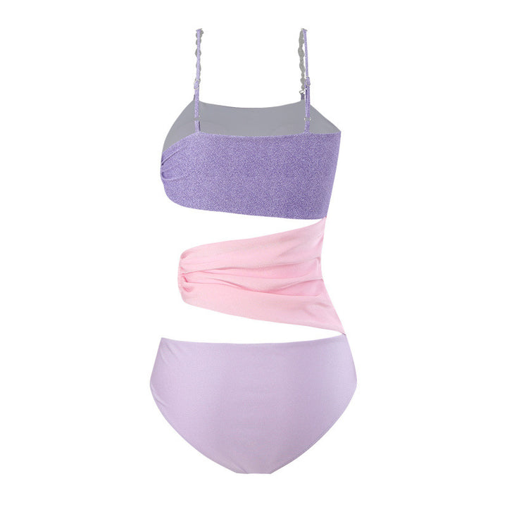 Damen Cut-Out Badeanzug mit schimmerndem Effekt und verstellbaren Trägern Drune