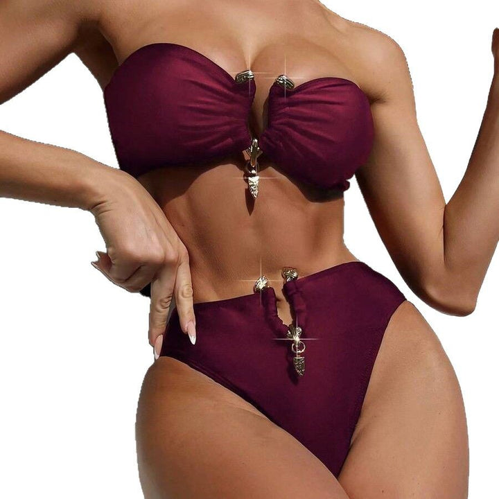 Damen Bandeau-Bikini mit glänzenden Akzenten Drune