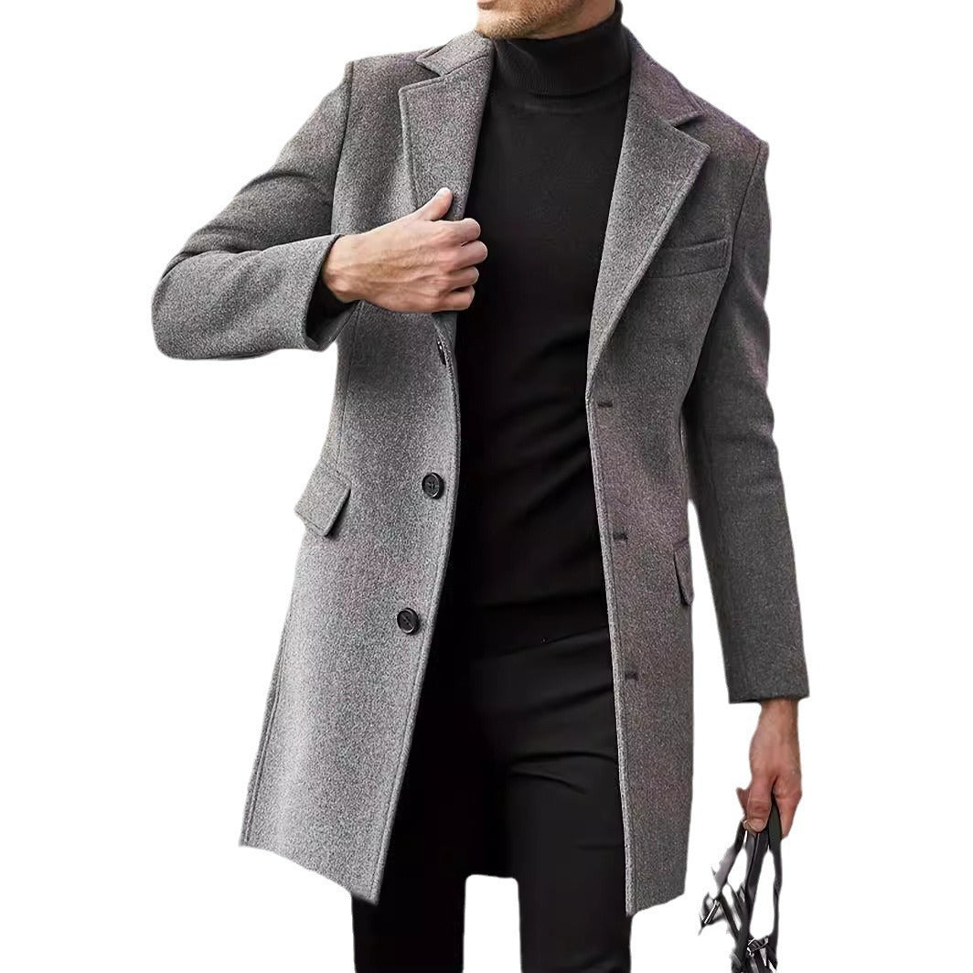 Herren eleganter, klassischer Wollmantel Drune