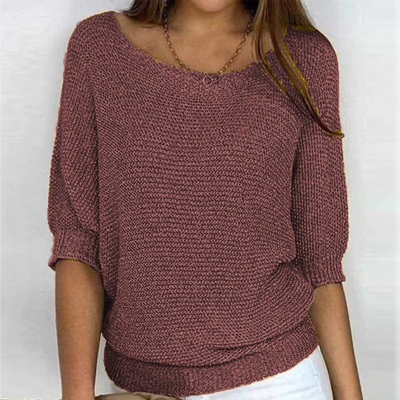 Drune | Lässiger Strickpullover mit Weitem Ausschnitt Weich und Bequem Perfekt Für Den Alltag