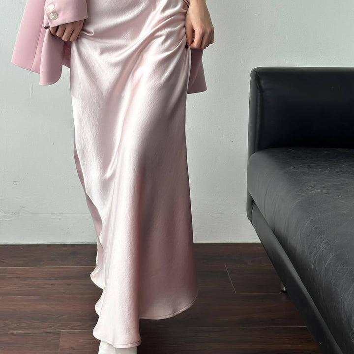 Damen Eleganter Maxirock aus Seidenmix mit figurschmeichelndem Schnitt Drune