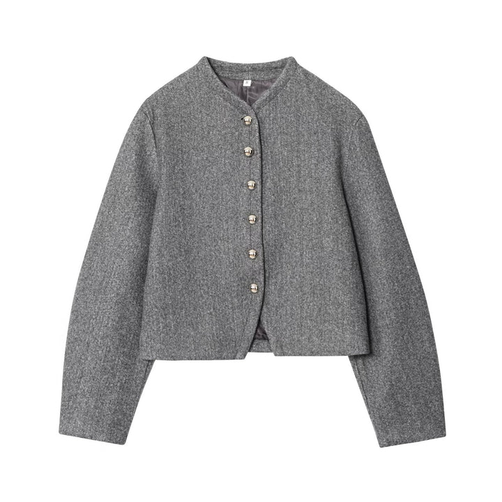 Damen elegante Kurzjacke mit Knopfverschluss und modernem Stoff Drune