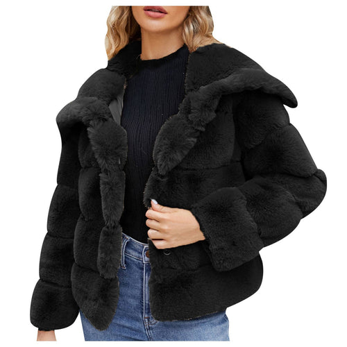 Damen Trendige Puffjacke mit weich gefüttertem Kunstfell Drune