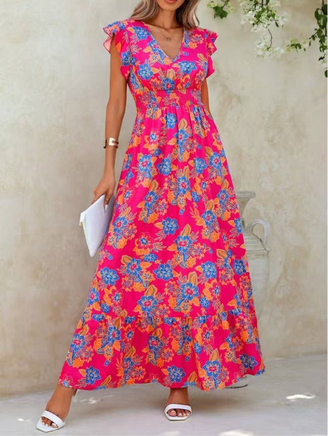 Damen Maxikleid mit floralem Muster Drune