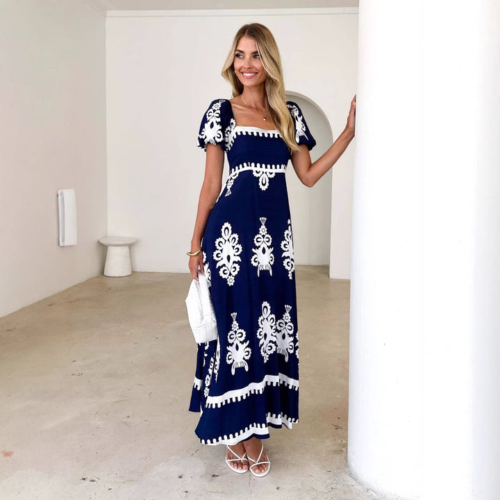 Damen Maxikleid mit eleganten Rüschendetails und floralem Muster Drune