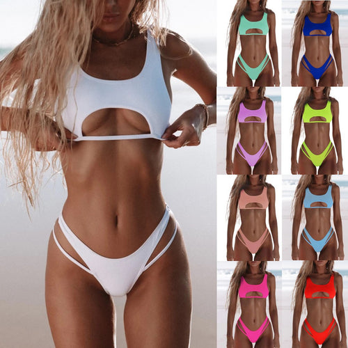Femme Cut-Out Hochtailling Bikini Set Drune