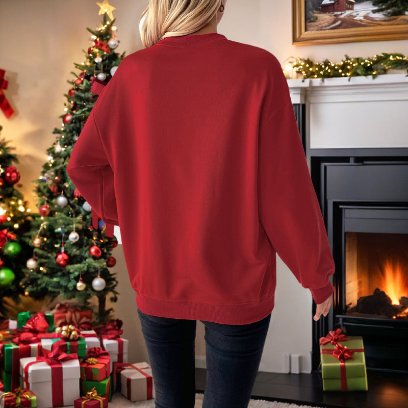 Damen Sweatshirt mit Herzapplikation und dekorativen Ärmelschnürungen Drune