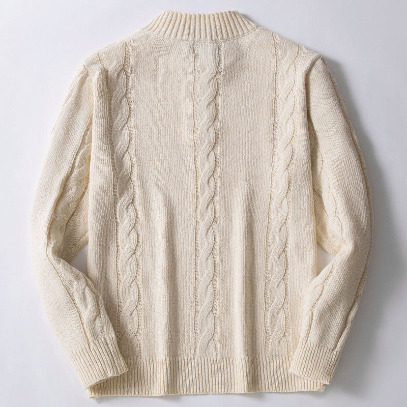 Herren Strickpullover mit modernem Zopfmuster und praktischem Hochauschnitt Drune