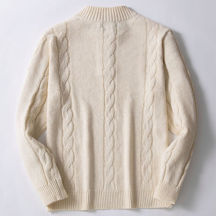 Herren Strickpullover mit modernem Zopfmuster und praktischem Hochauschnitt Drune