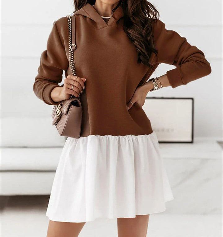 Damen lässiges Sweatkleid mit Kapuze Drune