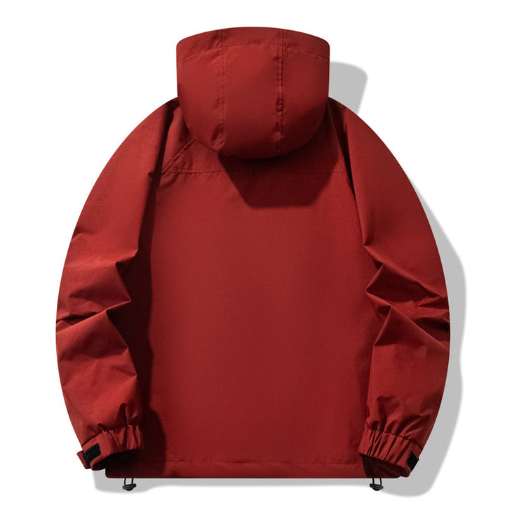 Herren wasserabweisende Outdoor-Jacke mit verstellbarer Kapuze und funktionalen Reißverschlusstaschen Drune