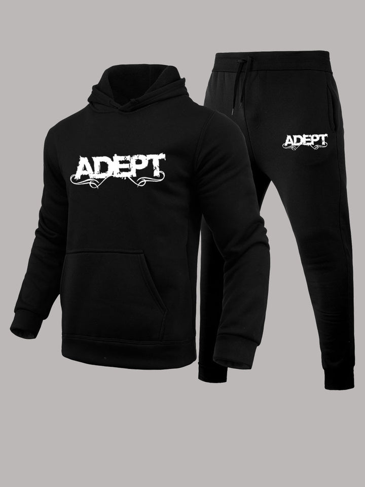 Herren Sweatshirt- und Jogginghose-Set mit kreativer Schriftart Drune