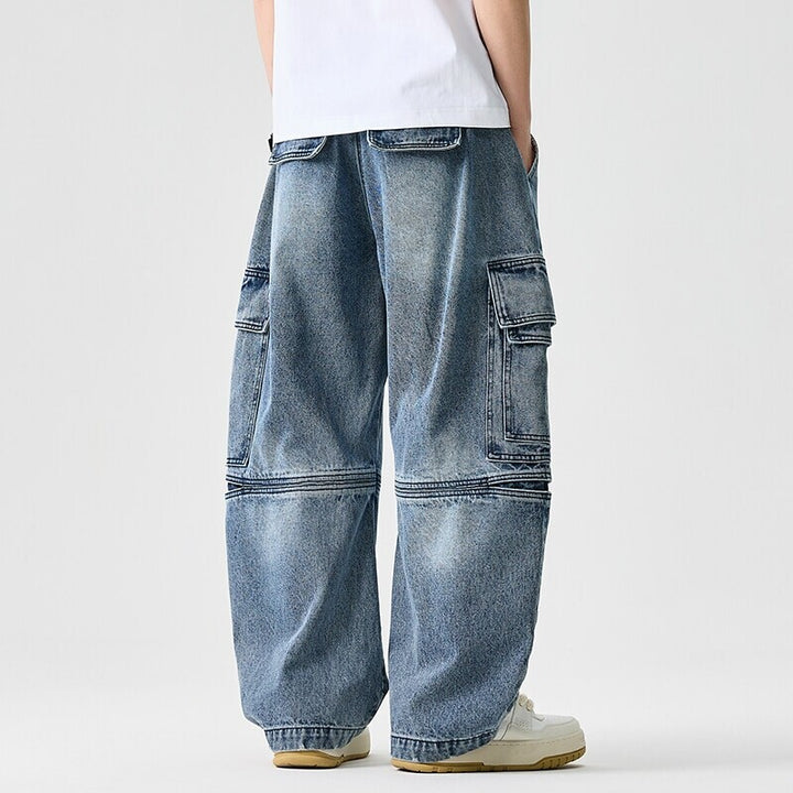 Herren nan extraweite Cargo-Jeans im Baggy-Stil mit verstärkten Knie-Nähten Drune