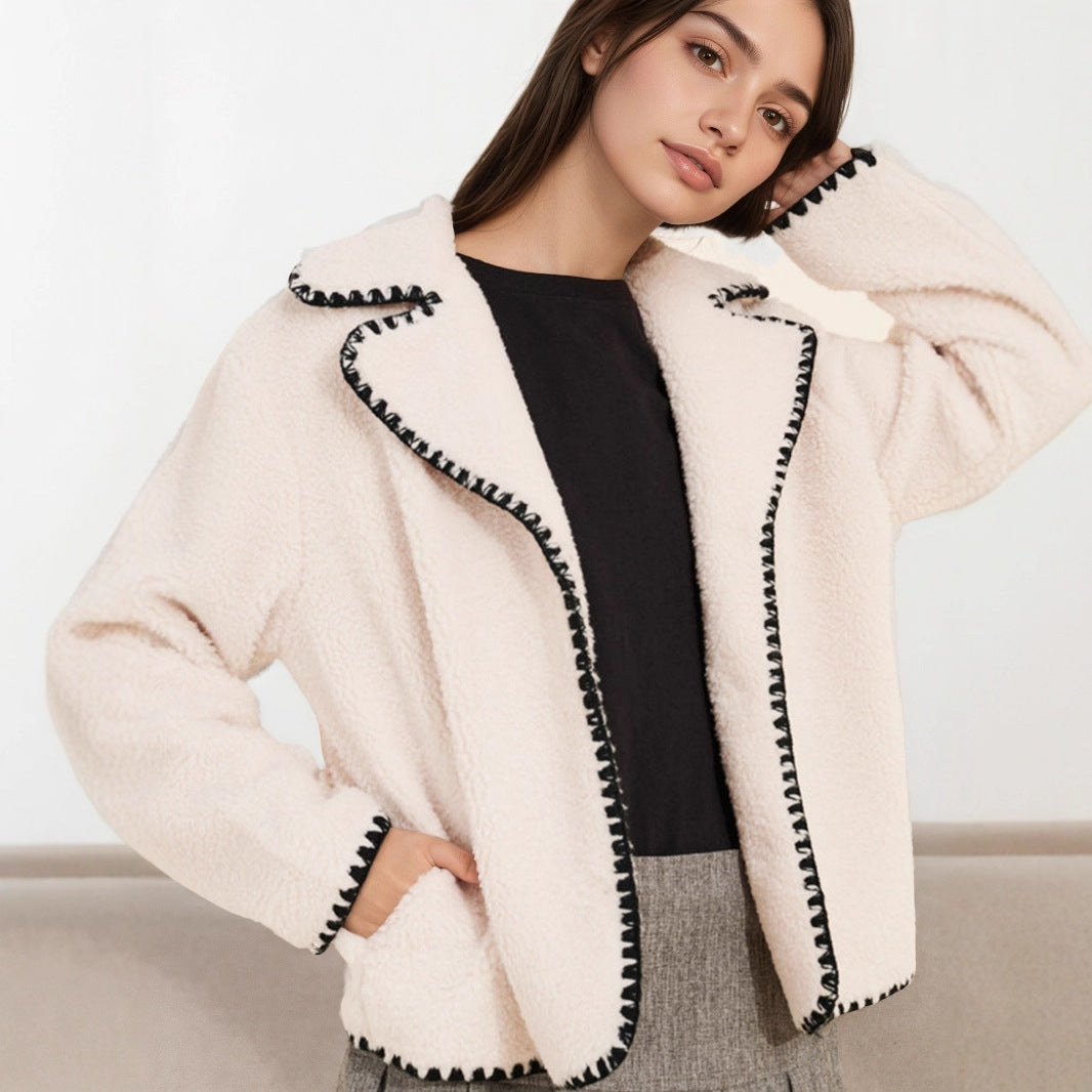 Damen modische Übergangsjacke mit kontrastierenden Nähdetails Drune
