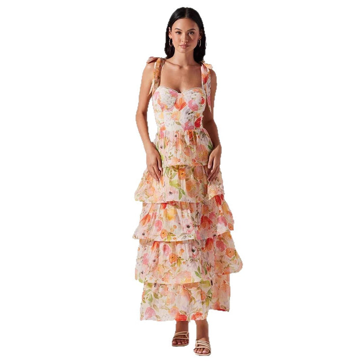 Damen Langärmliges Spitzenkleid mit tierischem Print Drune