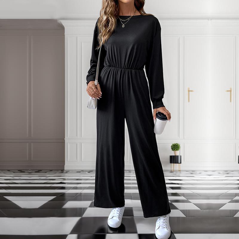 Damen lässiger Jumpsuit mit tailliertem Bund und praktischen Seitentaschen Drune