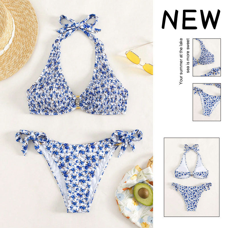 Damen Triangel-Bikini mit verspielten Rüschendetails und elegantem Knotendesign Drune