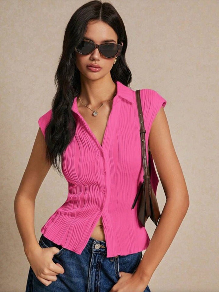 Damen elegante Bluse mit Faltenstruktur und schmalem Schnitt Drune