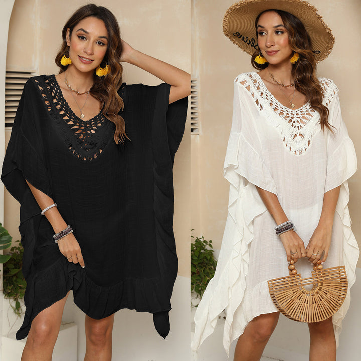Damen eleganter kaftan mit feiner Häkelspitze Drune