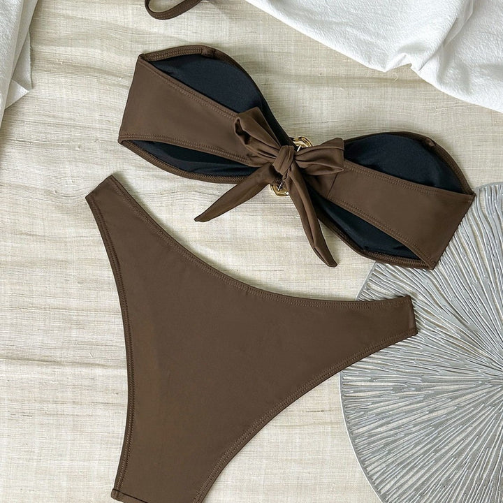 Damen Bikini-Set mit eleganter Schnalle und hohem Taillenschnitt Drune