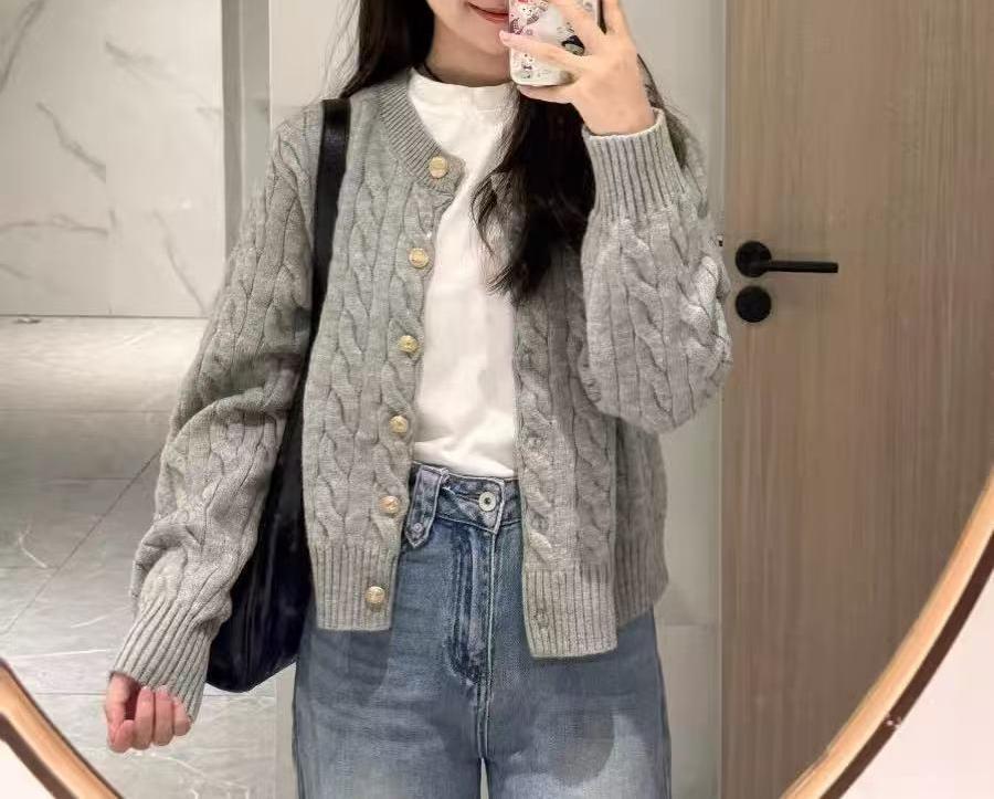 Damen Kuschelige Strickjacke mit Zopfmuster Drune
