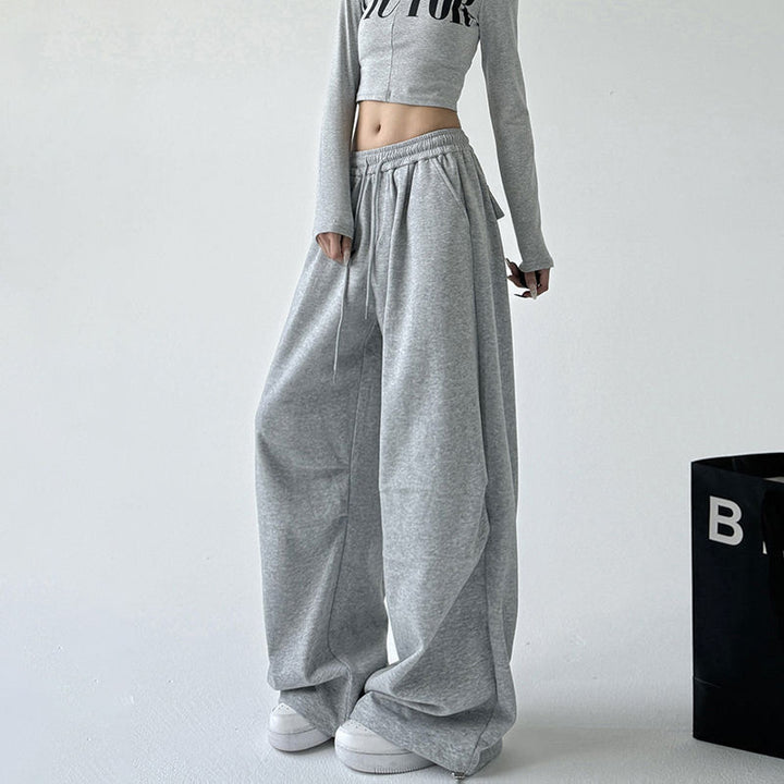 Damen nan weite Jogginghose mit extra weitem Bein und Kordelzugbund aus French Terry Drune
