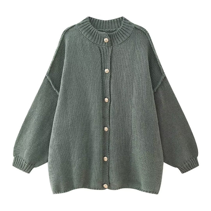 Damen lässige Strickjacke mit Knopfverschluss und oversized Passform Drune
