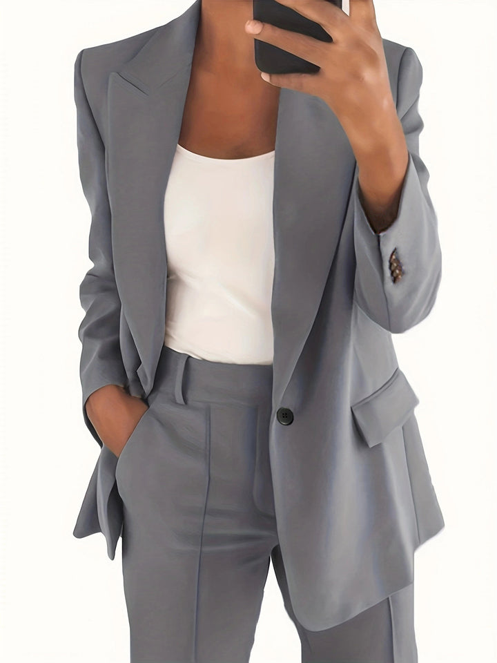 Damen nan taillierter Blazer-Hosen Businessanzug aus Stretchstoff Drune