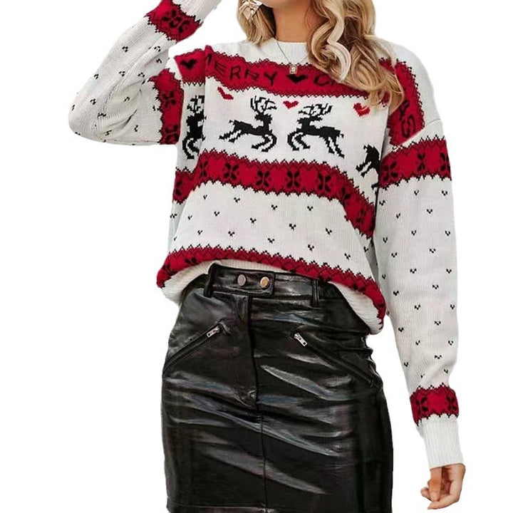 Damen Weihnachtspullover mit festlichem Rentierdesign und weichem Stoff Drune