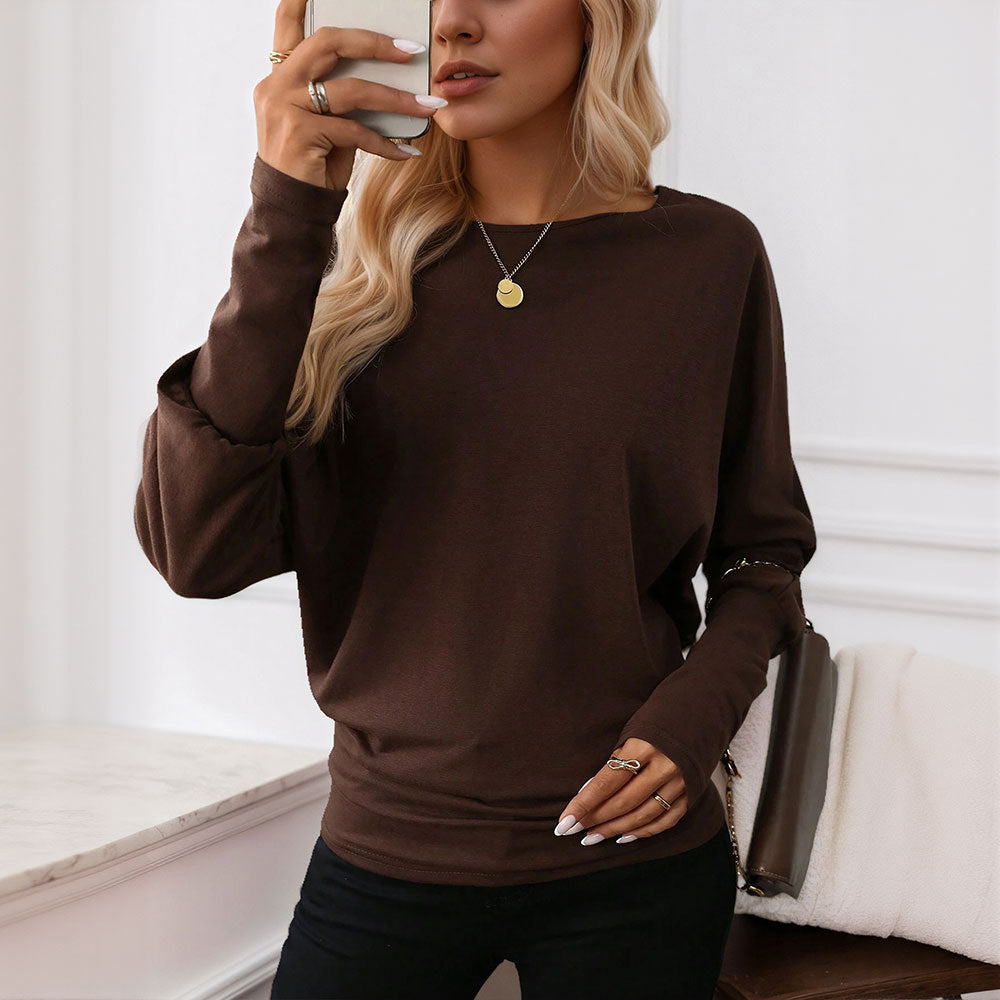 Damen Oversized Longsleeve-Shirt mit elegantem Rundhalsausschnitt und lässigem Design Drune