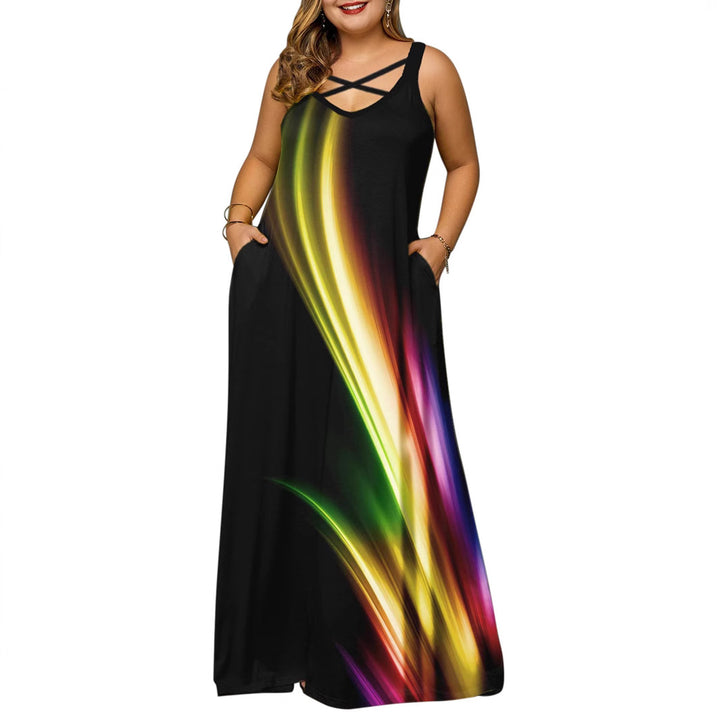 Damen Maxikleid mit stylischem Kreuz-Hals-Ausschnitt Drune