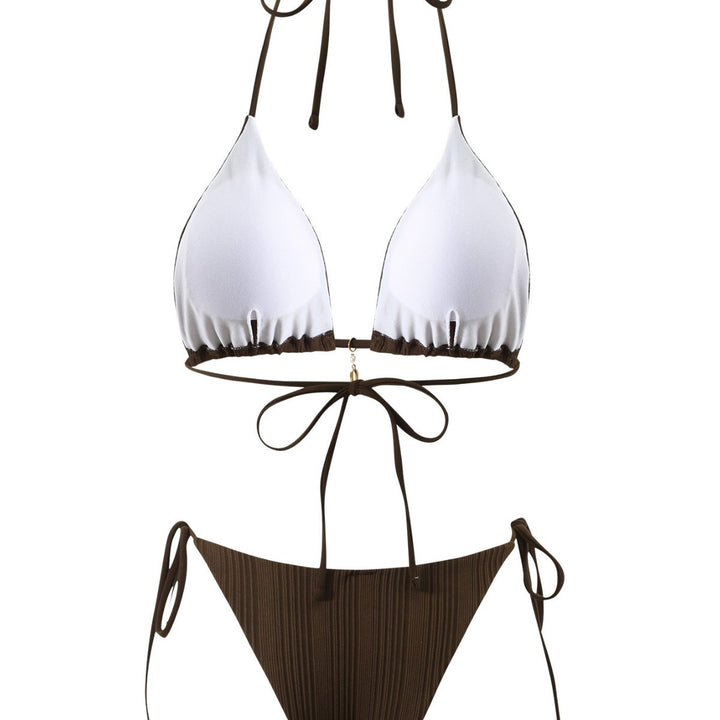 Damen Triangel-Bikini mit raffiniertem Ripp-Design und elastischen Schnürungen Drune
