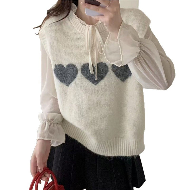 Damen Strickpullover mit Herzmotiv Drune
