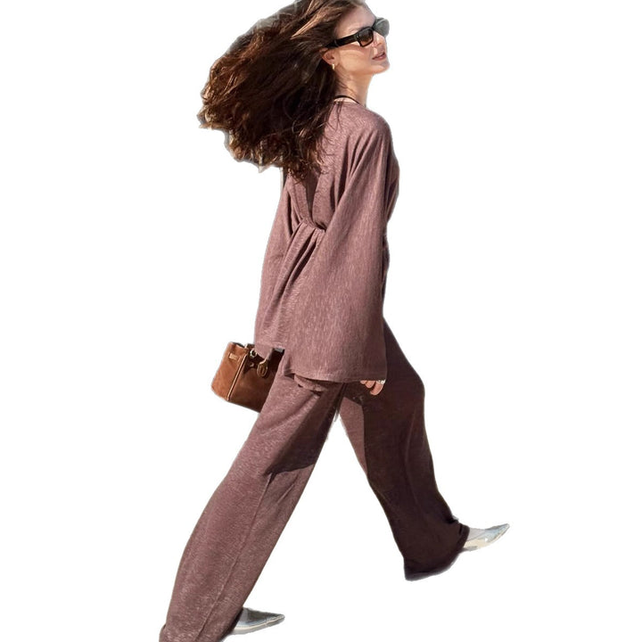 Damen Elegantes Lounge-Set mit weit geschnittenem Oberteil und bequemen Hosen Drune