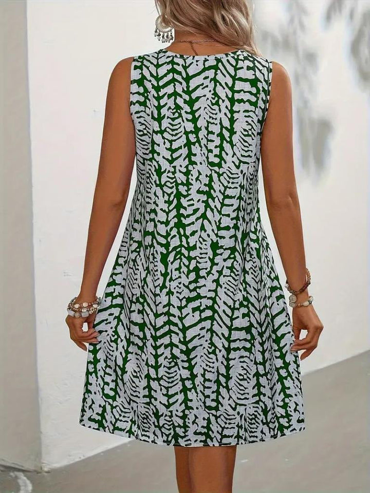 Damen Ärmeloses Freizeitkleid mit floralem Muster und schwingendem Rock Drune