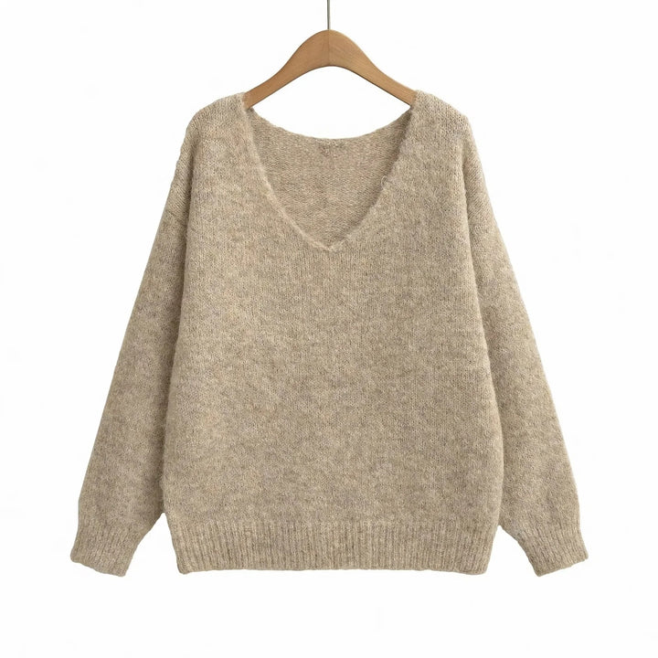 Damen Oversized V-Ausschnitt Pullover aus weichem Strick Drune