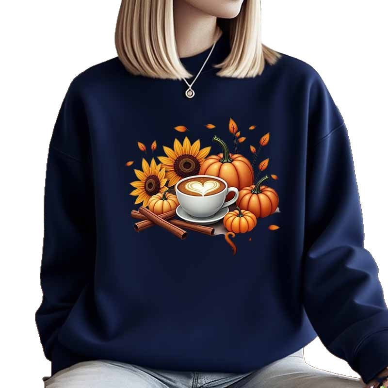 Damen Sweatshirt mit herbstlichem Motiv und besonderem Druck Drune