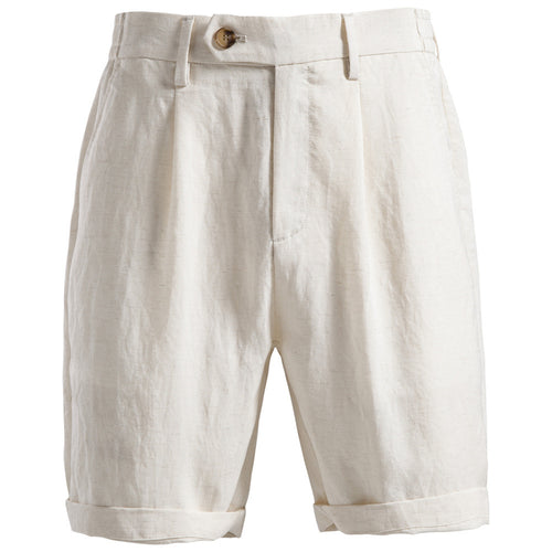 Herren nan lässige Leinenshorts mit Umschlag und Bundfalten Drune