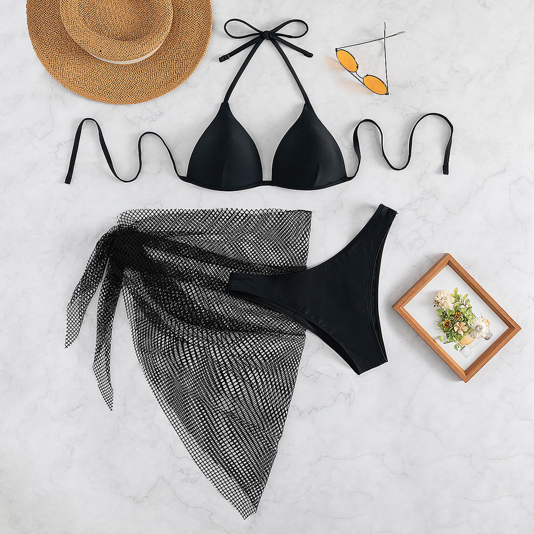 Damen Verführerischer Triangel-Bikini mit Netzrock Drune
