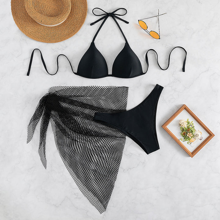Damen Verführerischer Triangel-Bikini mit Netzrock Drune