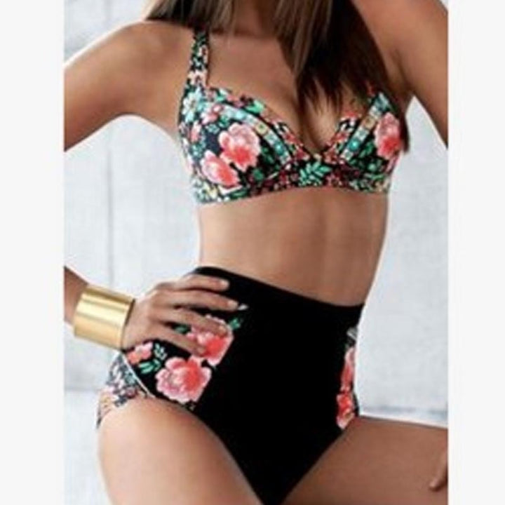 Damen Hoch tailliertes Floral-Bikini-Set Drune