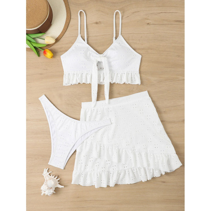 Damen Bikini-Set mit Oberteil und rüschigem Rock Drune