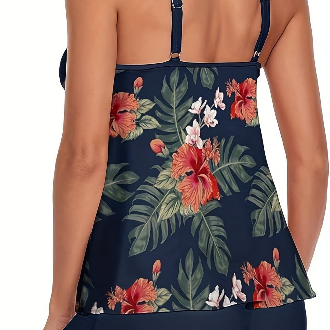 Damen Tankini mit floralem Design und lockerem Schnitt Drune