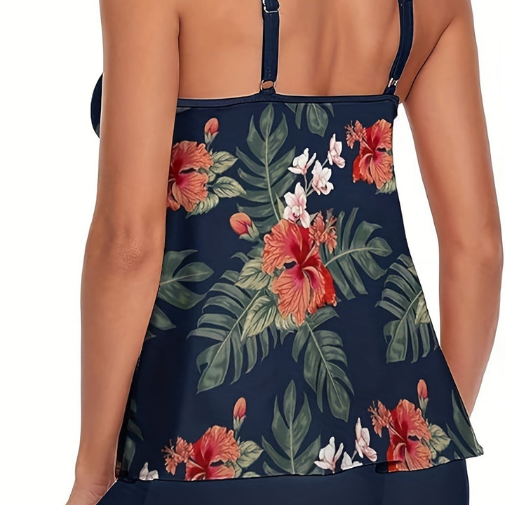 Damen Tankini mit floralem Design und lockerem Schnitt Drune