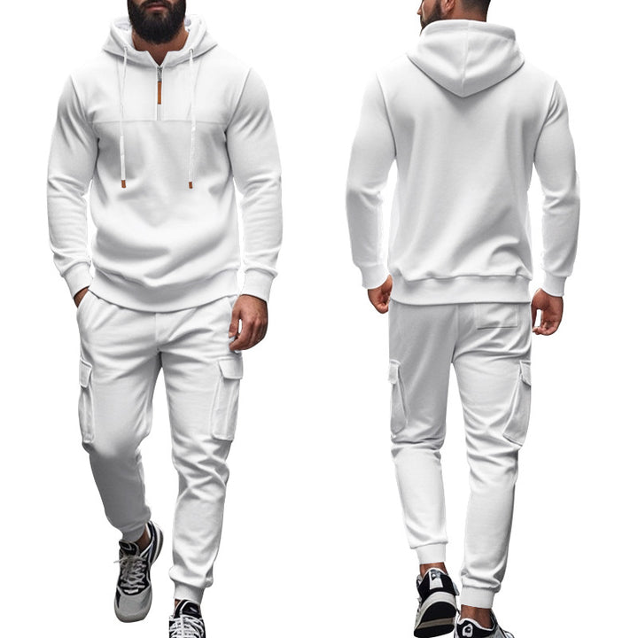 Herren nan Cargo-Jogginganzug mit Halbzip-Kapuzenpullover und tapered Cargohose Drune